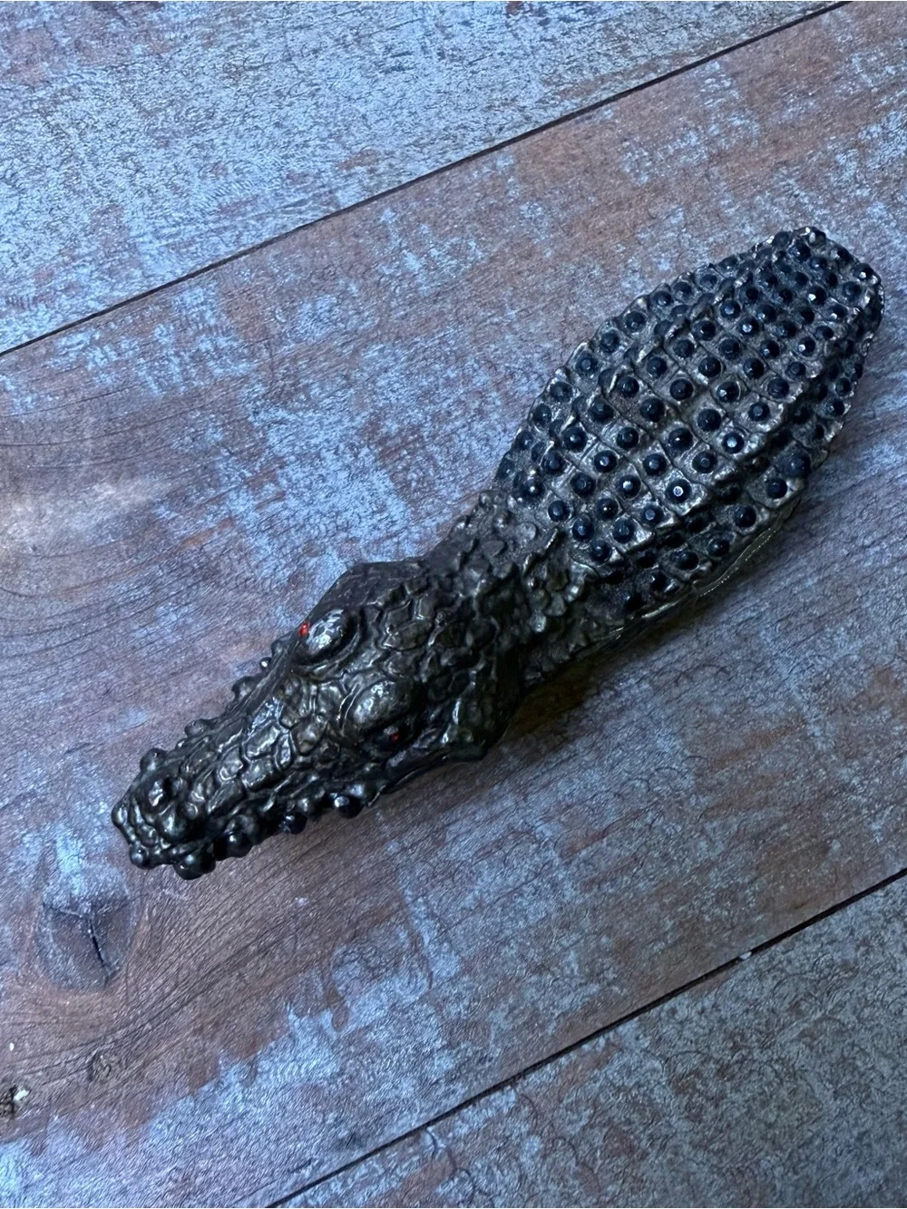 Vintage Alligator Crocodile Desk Clip Office Man Cave Decor